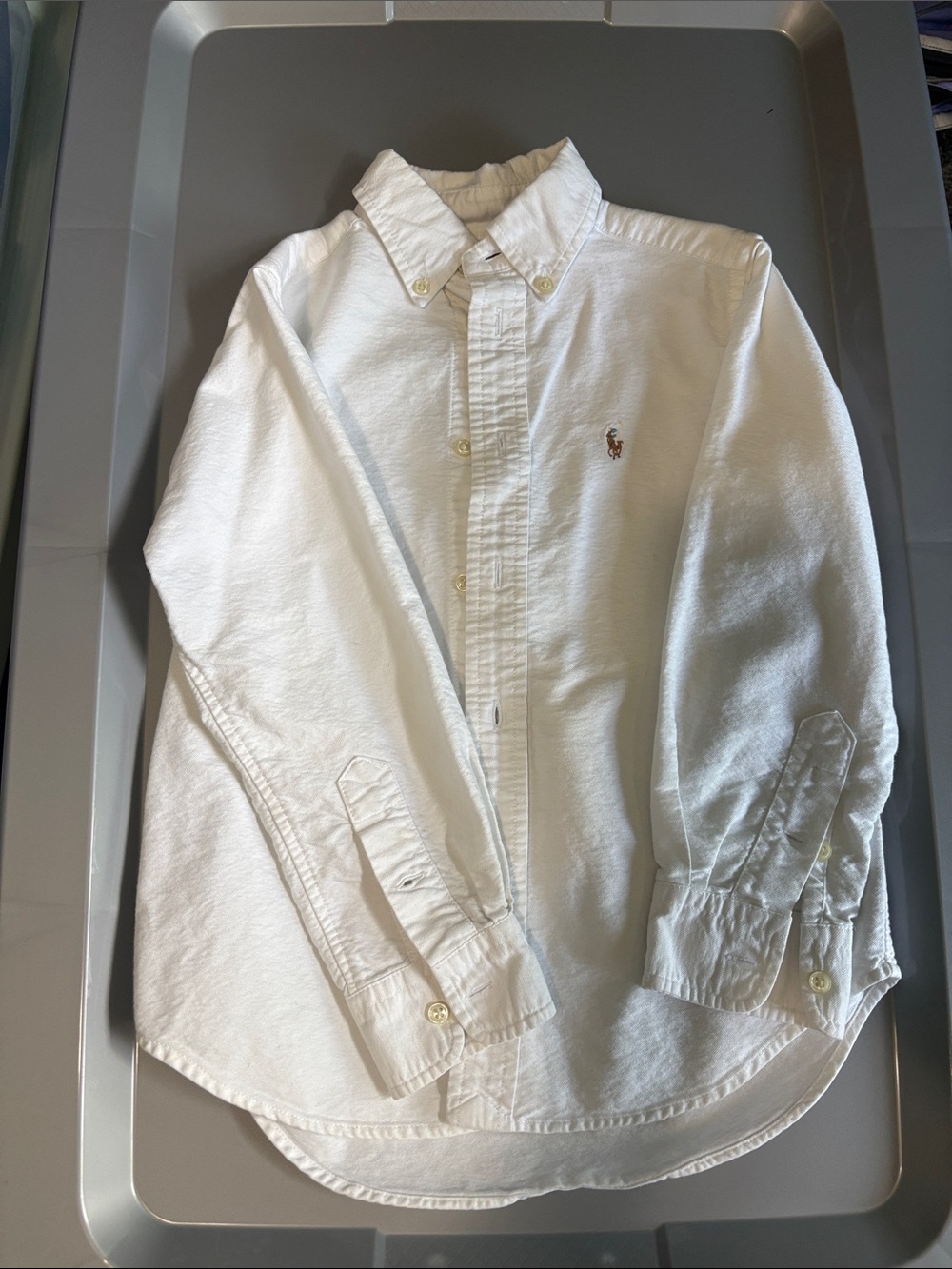 Ralph Lauren White Button-Down Oxford Shirt with Polo Emblem